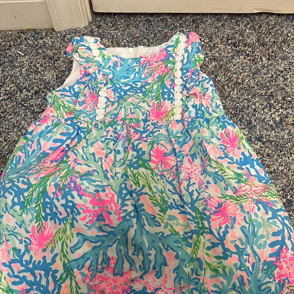 EEUC Lilly Pulitzer Coral Bay infant dress and bloomers size 18-24M